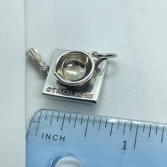 Tiffany & Co. Sterling Silver Graduation Cap Hat Tassel Charm Pendant - Picture 11 of 12